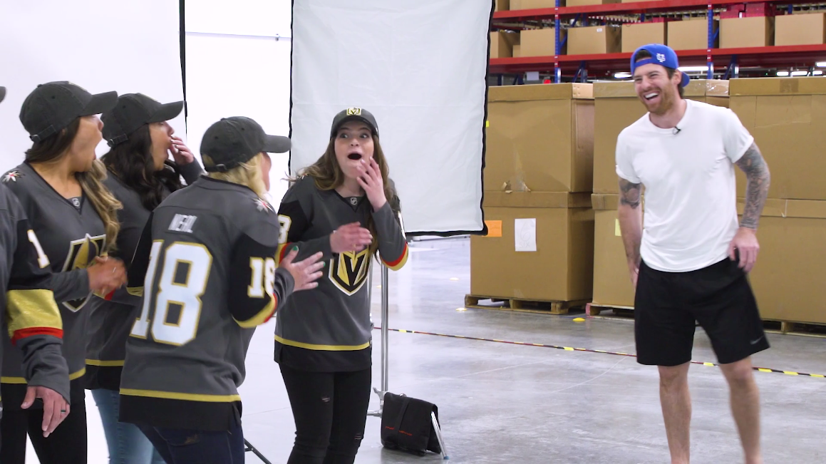 One of our clients: Fanatics/Jersey Filmmaker. Video project of NHL player James Neal surprising fans at Fanatics fulfillment center.